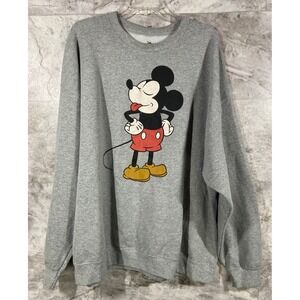 Disney Mickey Mouse Sweatshirt Heather Gray Crewneck Pullover Top Women's 2XL